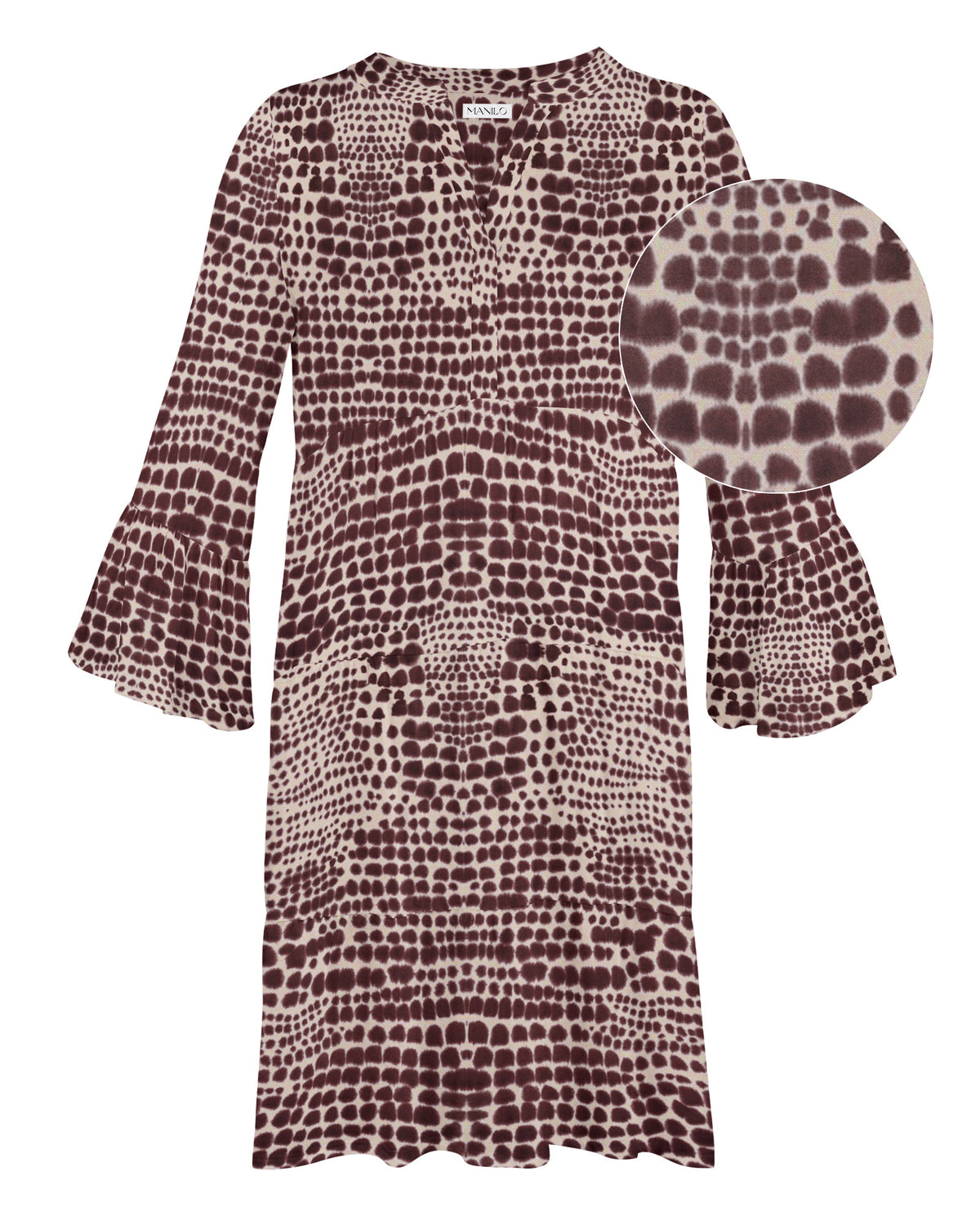 Robe-tunique OCÉANE avec motif imprimé en violet/beige (2354D-O)