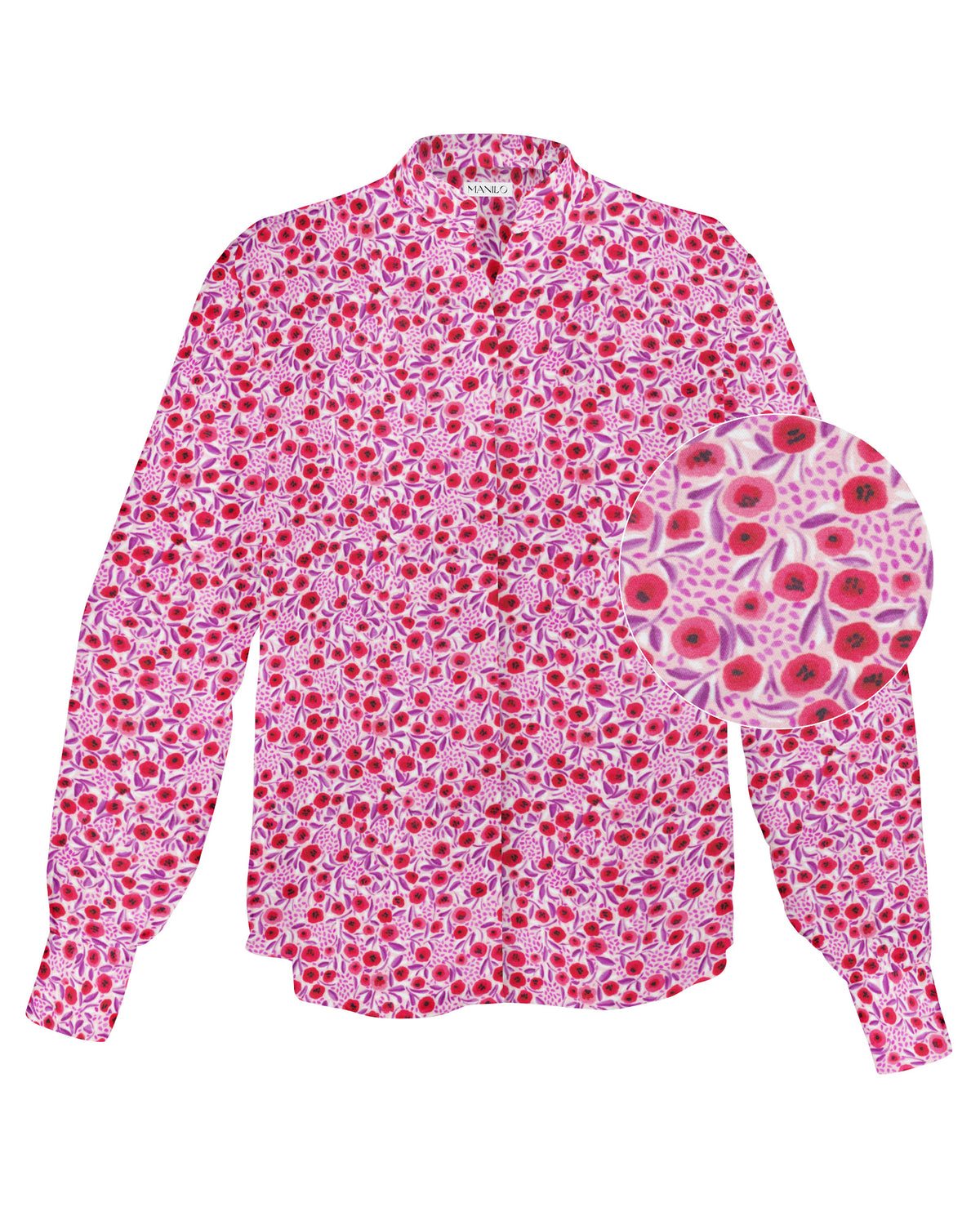Viscose blouse ROSE with print pattern in raspberry (2358D-R)