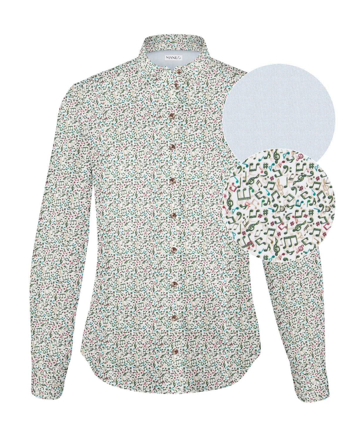 Stretch-Bluse SOPHIE mit Musikprint in Grün (Art. 2231D-S)