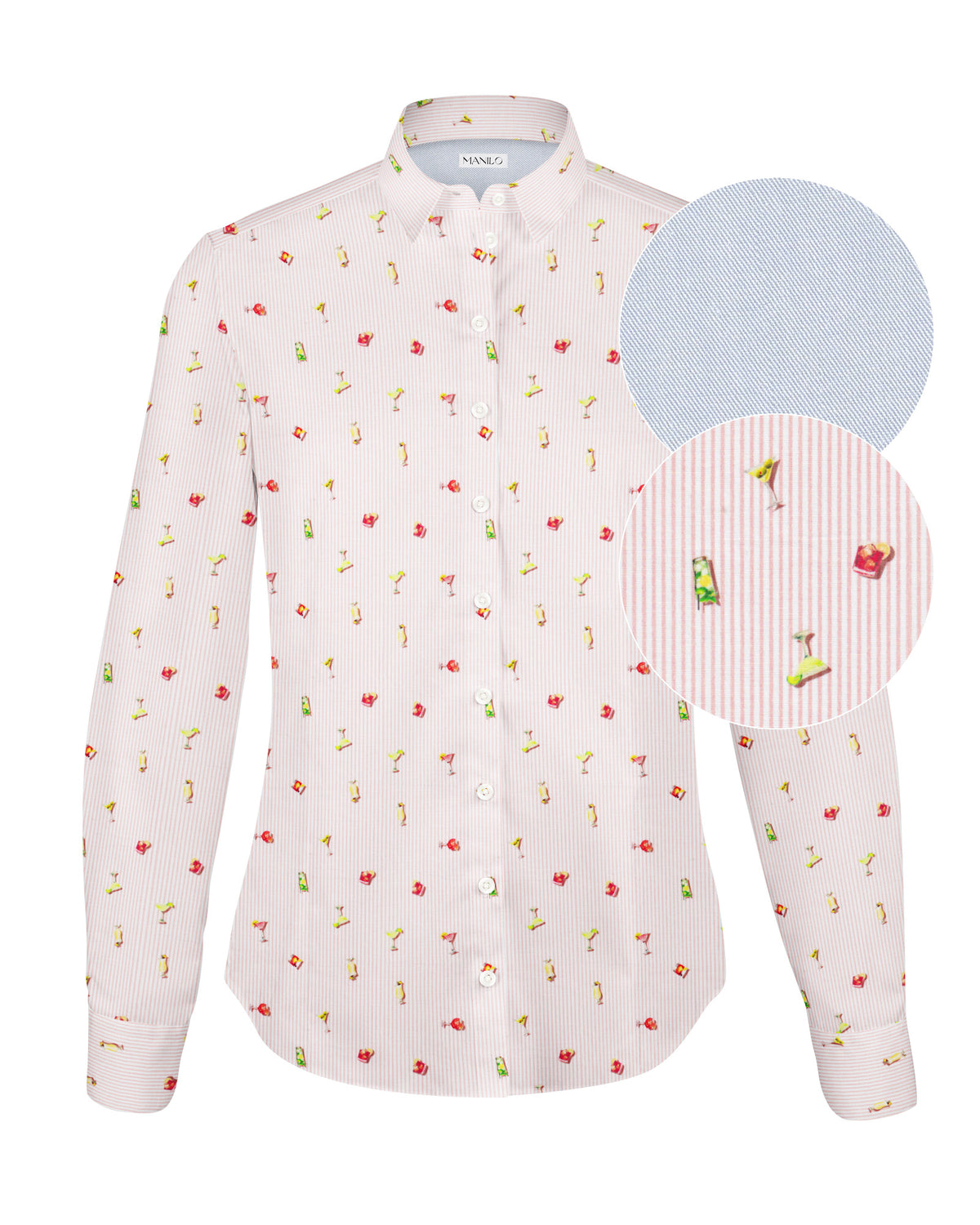 Blouse stretch SOPHIE avec imprimé cocktail en orange (2336D-S)