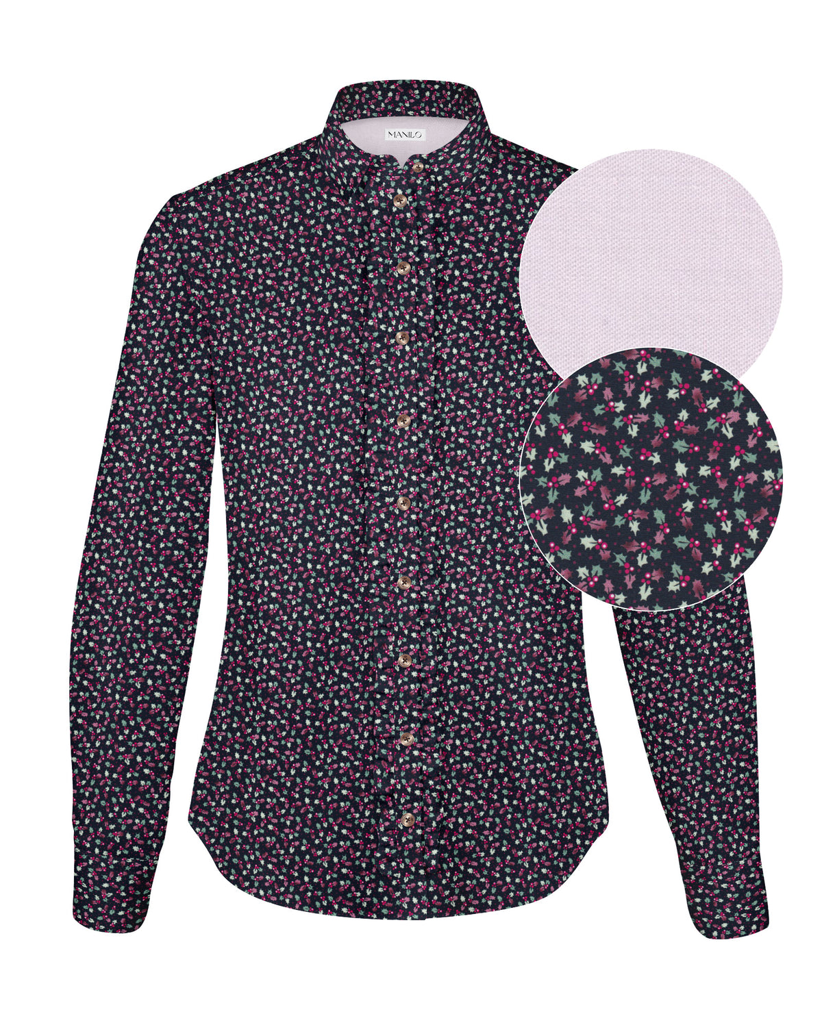 Blouse stretch SOPHIE avec volants et impression de gui (2554D-S-R)