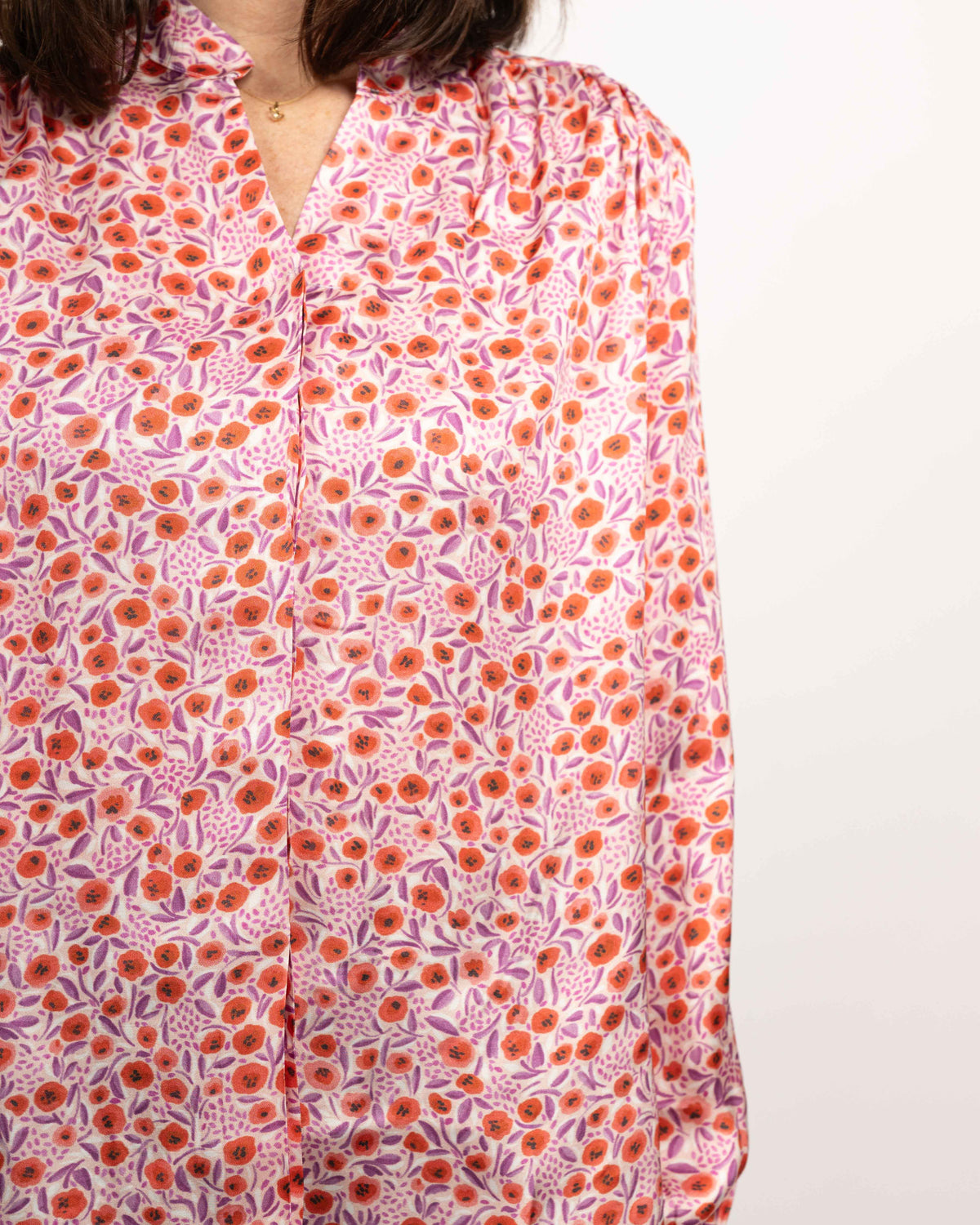 Viscose blouse ROSE with print pattern in raspberry (2358D-R)