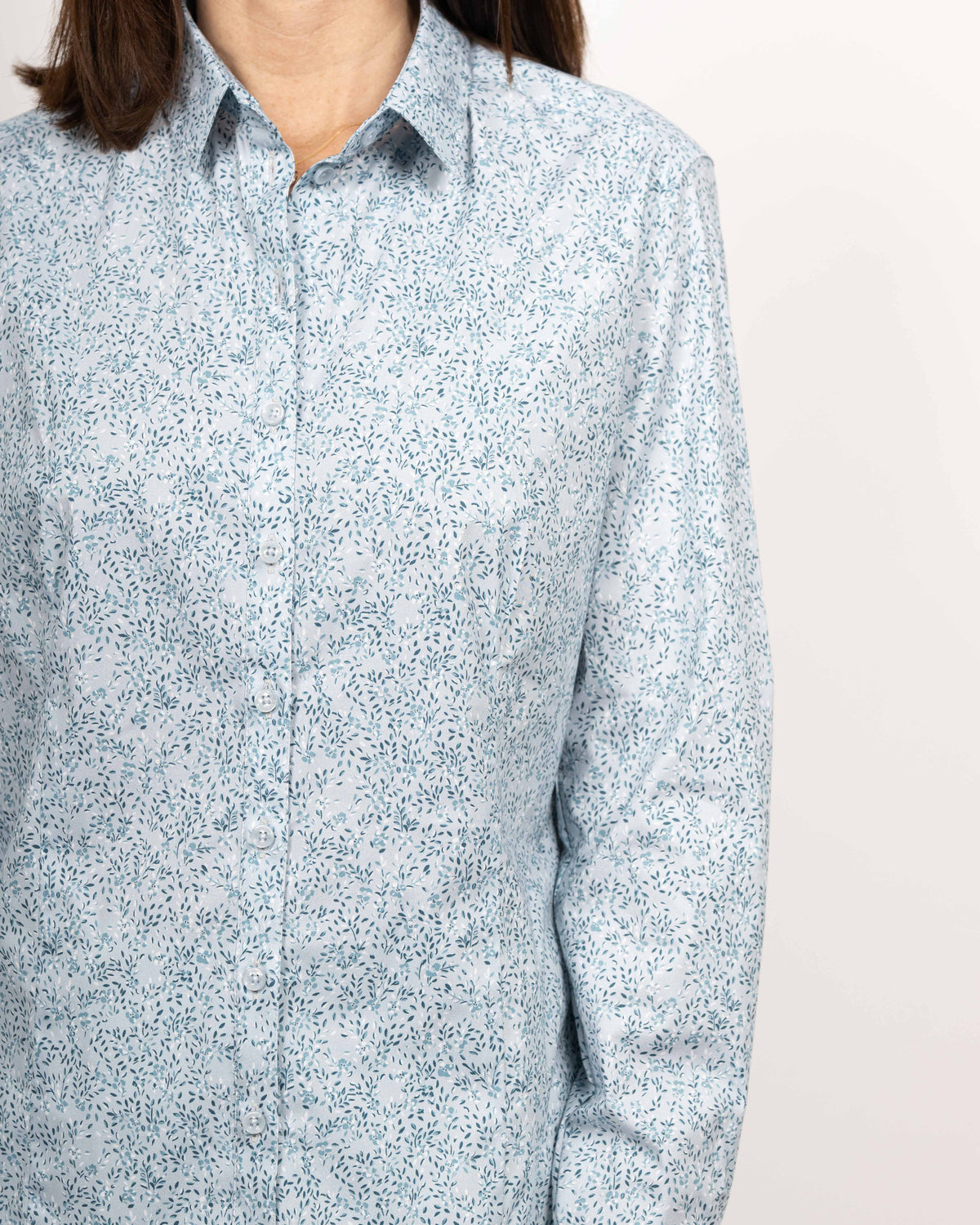 Stretch-Bluse SOPHIE mit Blumen-Print in Blau (2324D-S)
