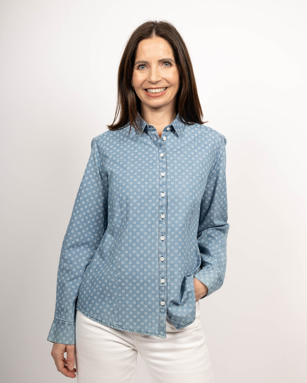 Denim-Bluse SOPHIE mit Printmuster (2381D-S)