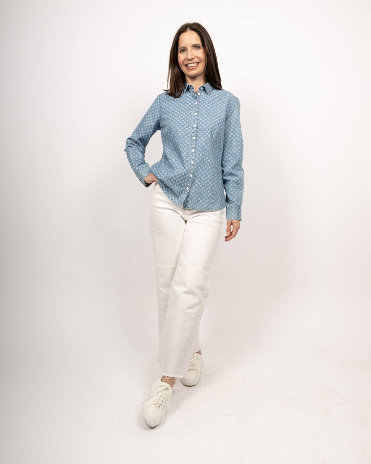 Denim-Bluse SOPHIE mit Printmuster (2381D-S)