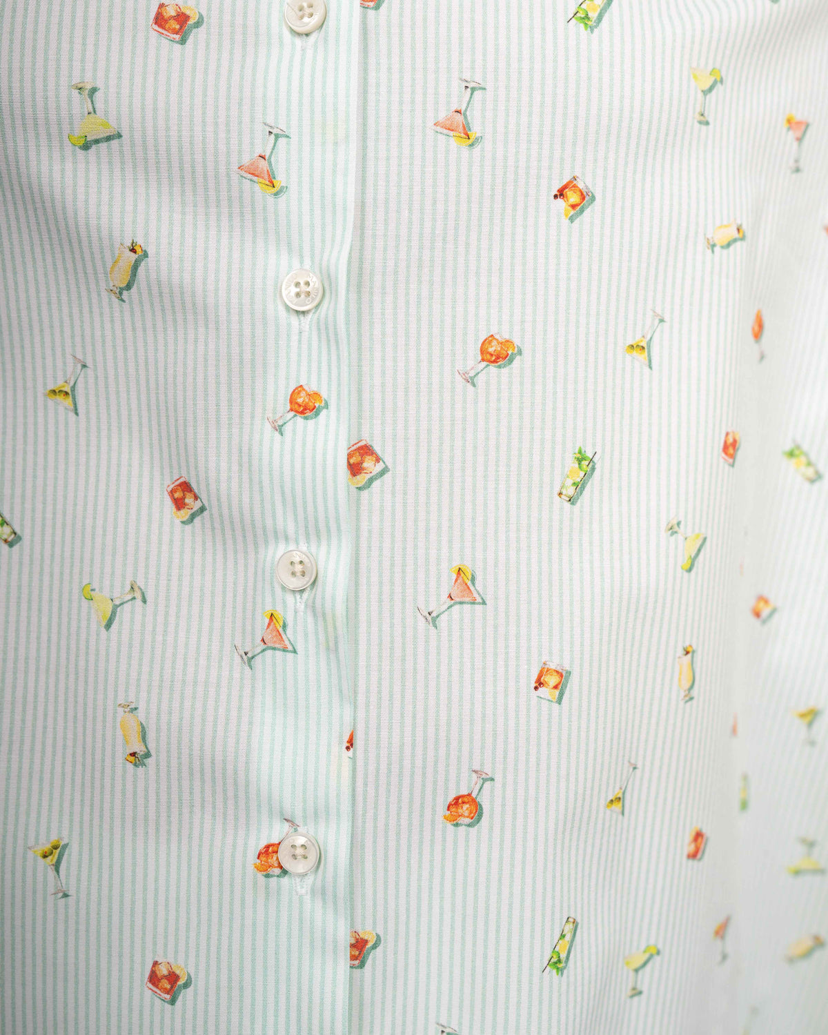 MARIE oversized short-sleeved blouse with cocktail print in turquoise (2335D-M)