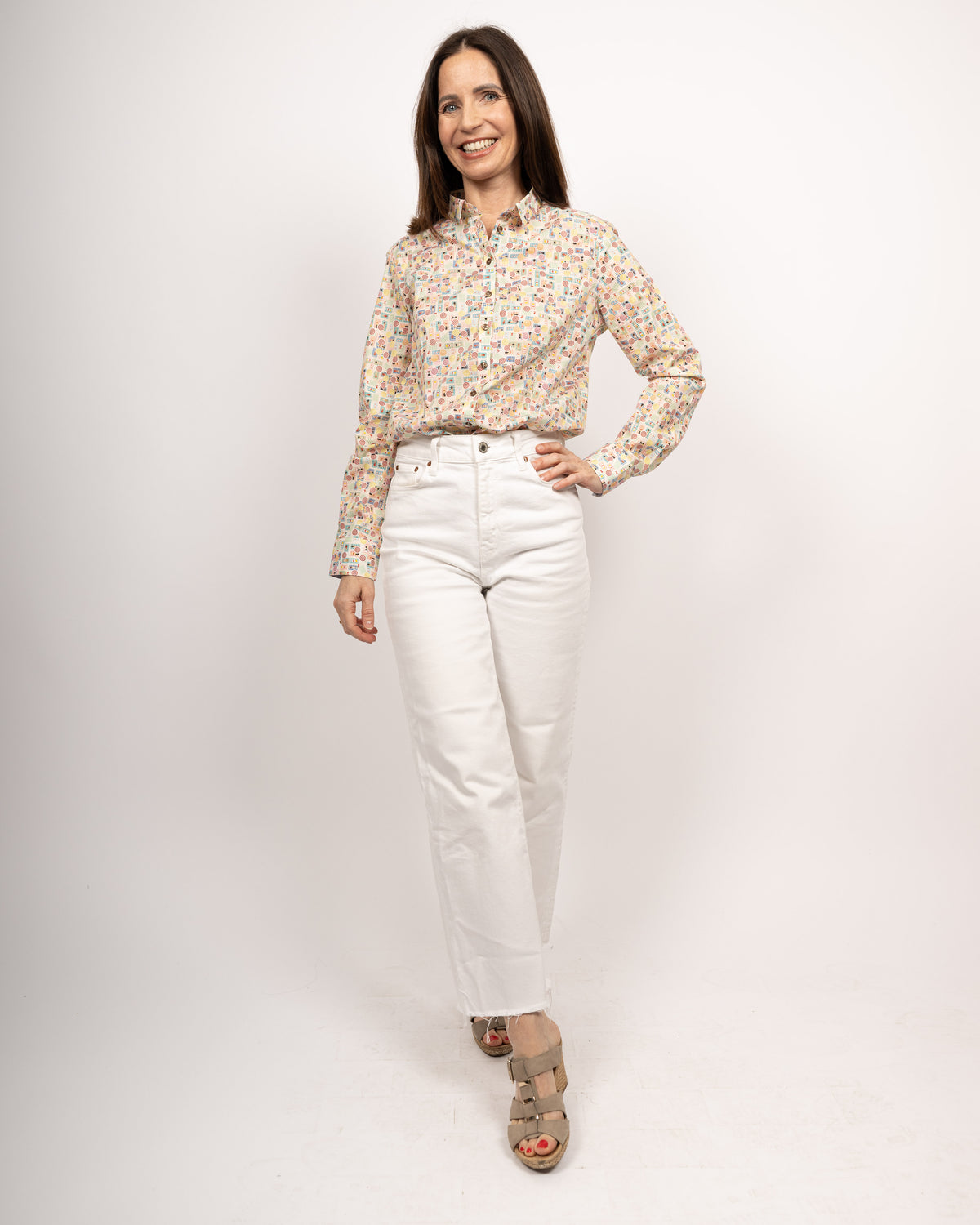 Stretch-Bluse SOPHIE mit Strand-Print (Art. 2134D-S)