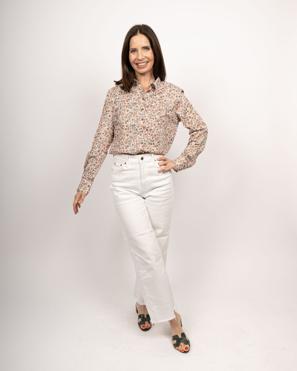 Stretch-Bluse SOPHIE mit Blumenprint in Off-White (Art. 2222D-S)