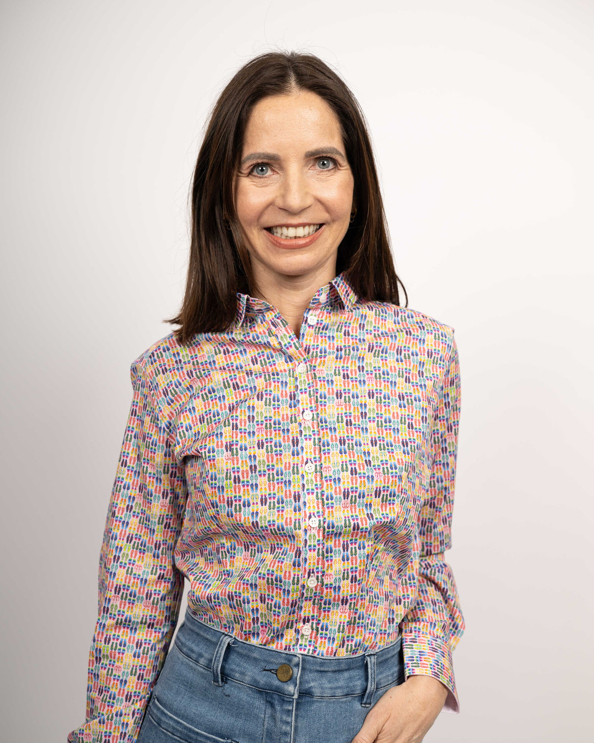 Stretch-Bluse SOPHIE mit Flip-Flops-Print (Art. 2132D-S)