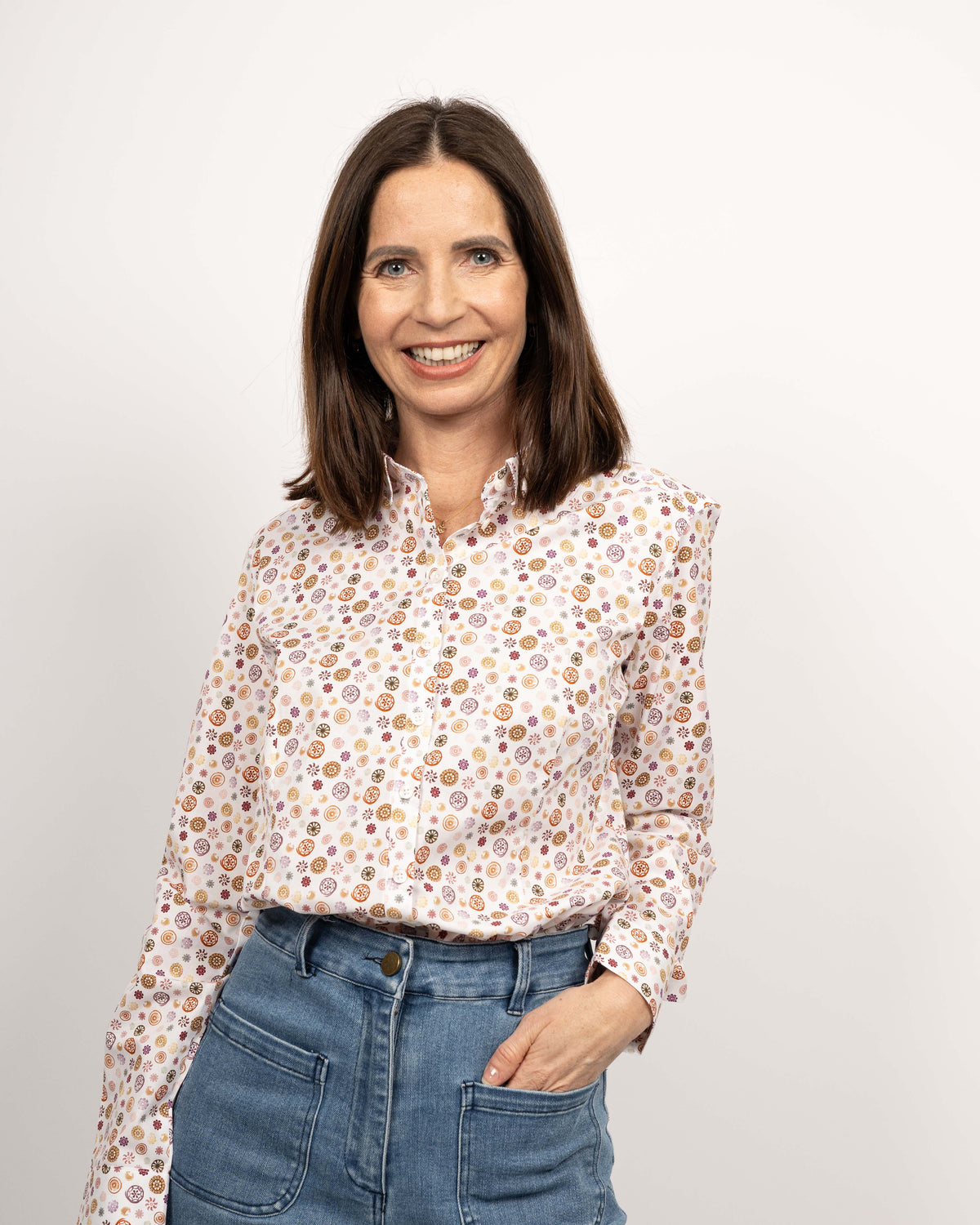 Stretch-Bluse SOPHIE mit farbigem Blumenprint (Art. 2124D-S)