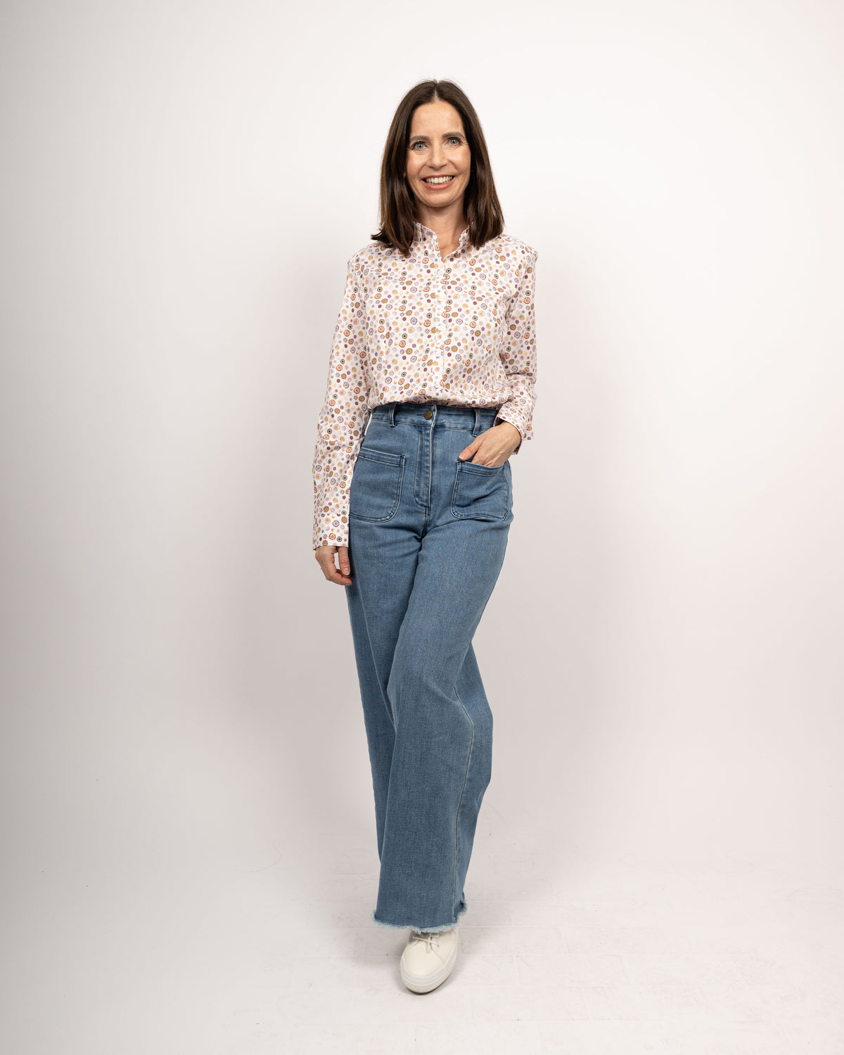 Stretch-Bluse SOPHIE mit farbigem Blumenprint (Art. 2124D-S)