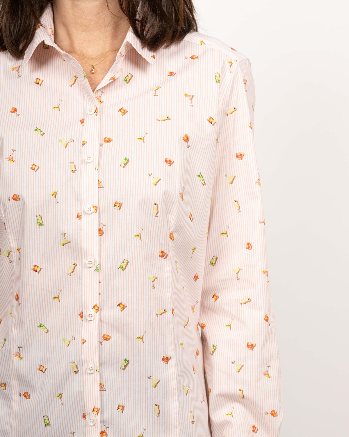 Stretch-Bluse SOPHIE mit Cocktail-Print in Orange (2336D-S)