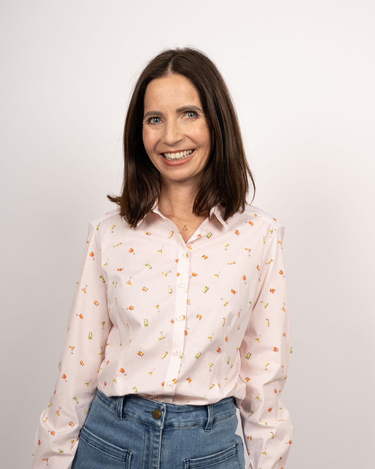 Stretch-Bluse SOPHIE mit Cocktail-Print in Orange (2336D-S)