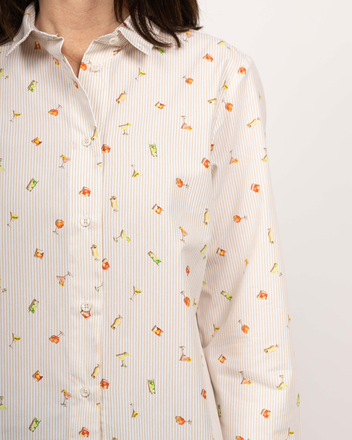 Blouse GABRIELLE de Boxy avec imprimé cocktail en beige (2342D-G)