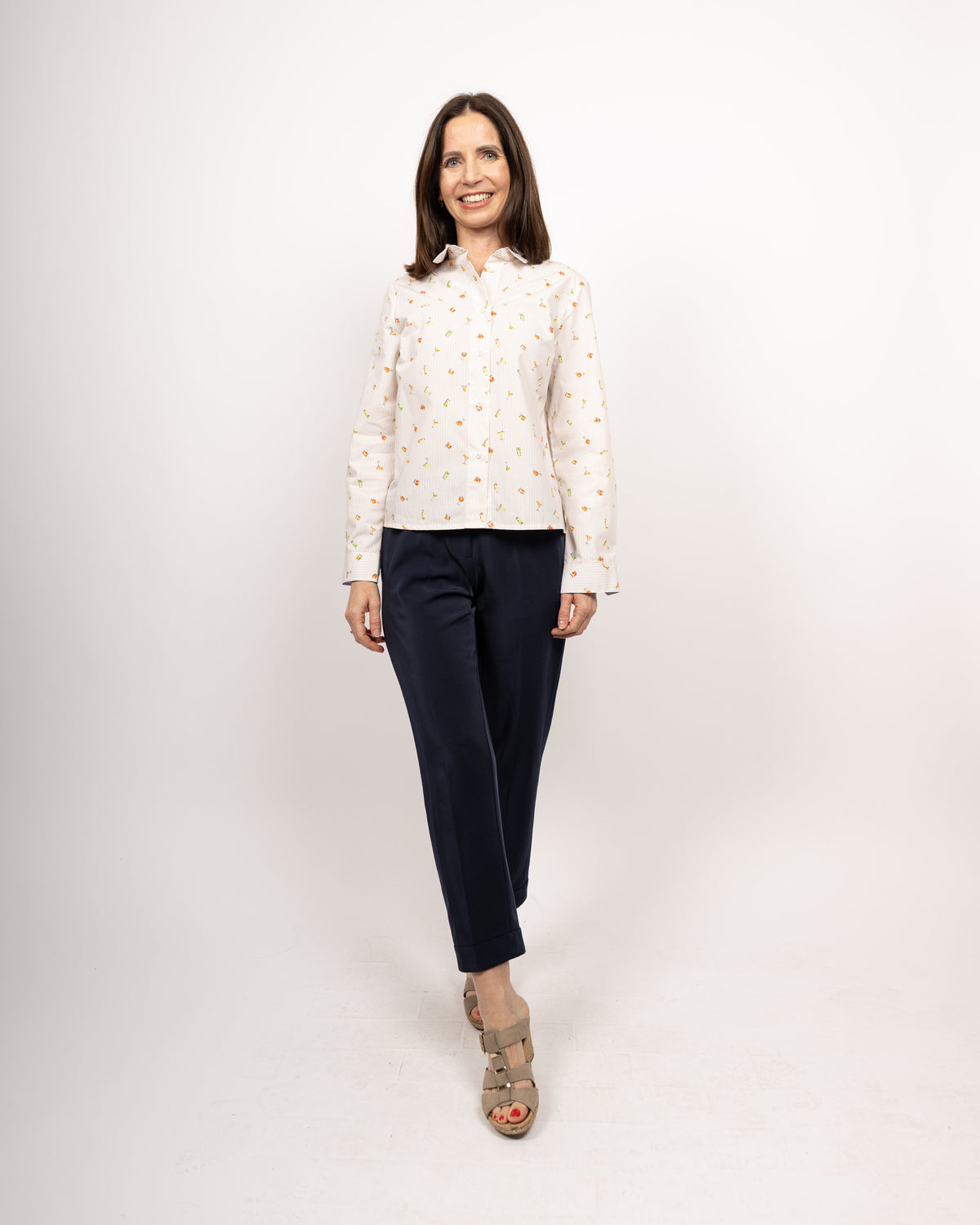 Blouse GABRIELLE de Boxy avec imprimé cocktail en beige (2342D-G)