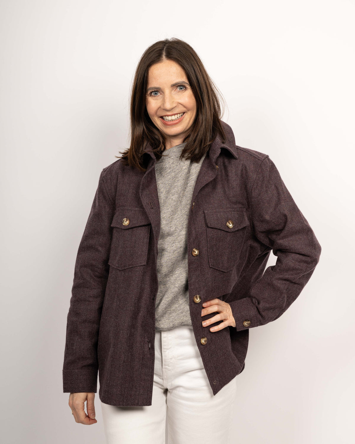 VIVIENNE shirt jacket in eggplant (Art. 2277D-V)