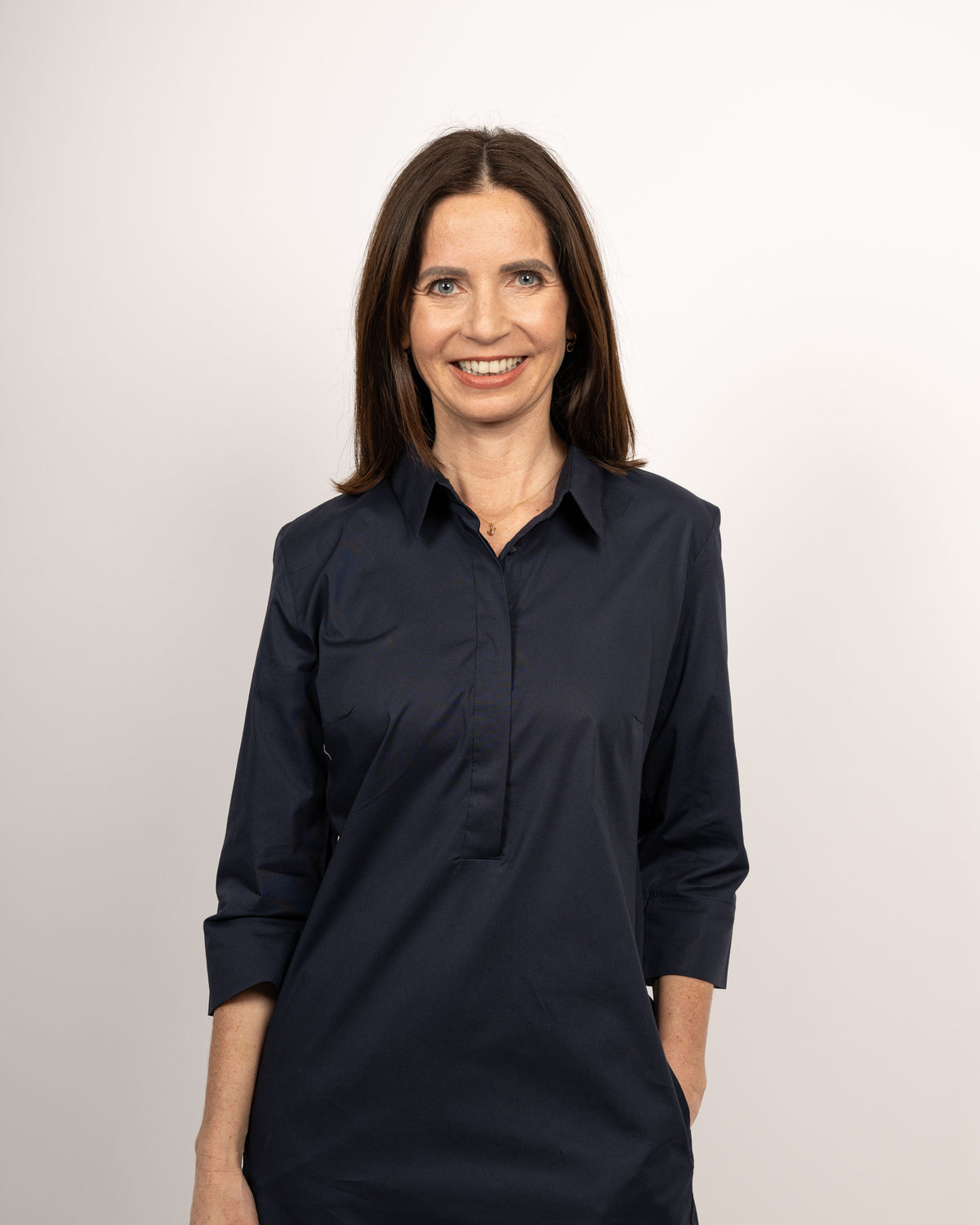 Blouse-robe ZOÉ manches 3/4 en bleu foncé (art. 1003D-Z-34)