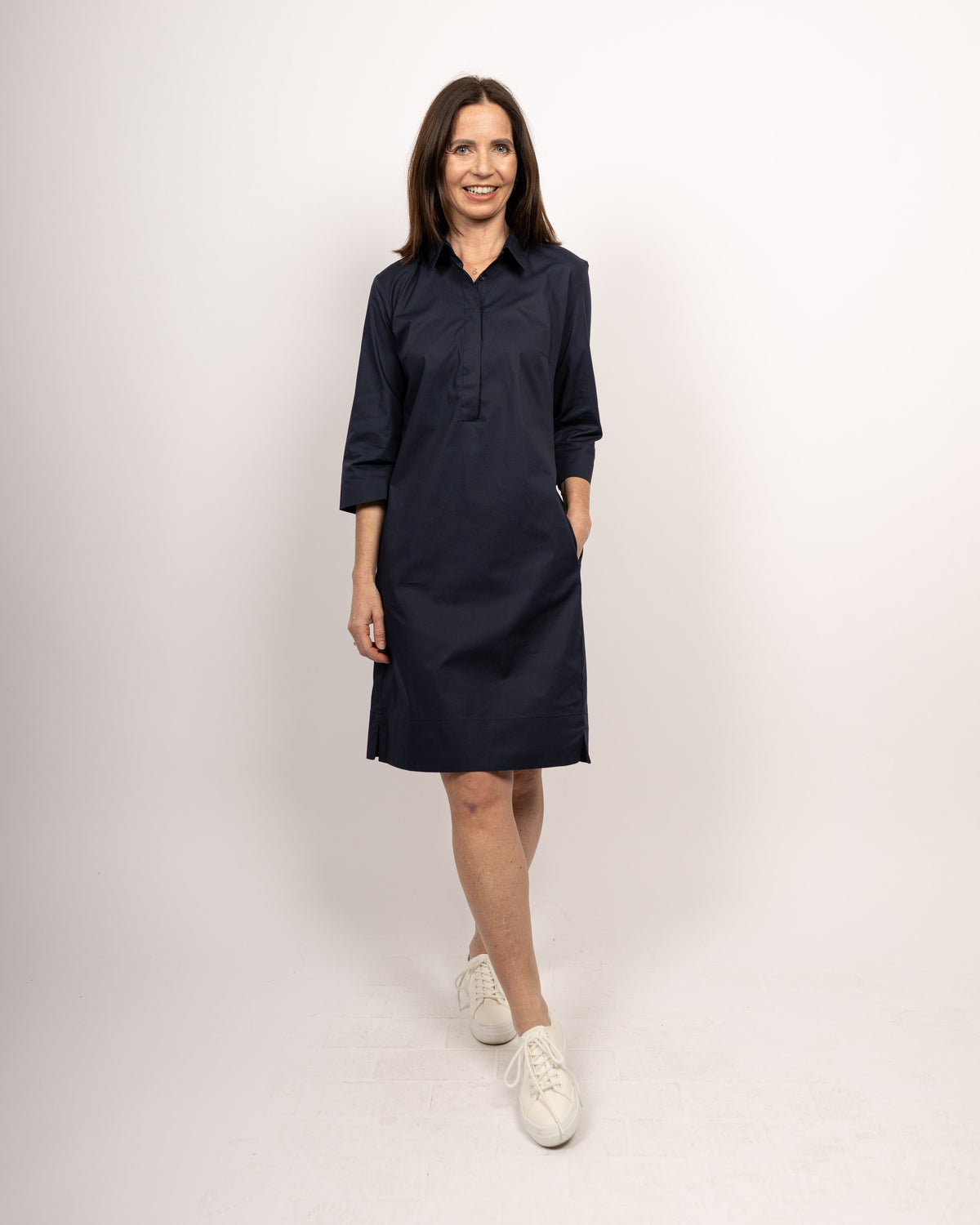 Blouse-robe ZOÉ manches 3/4 en bleu foncé (art. 1003D-Z-34)