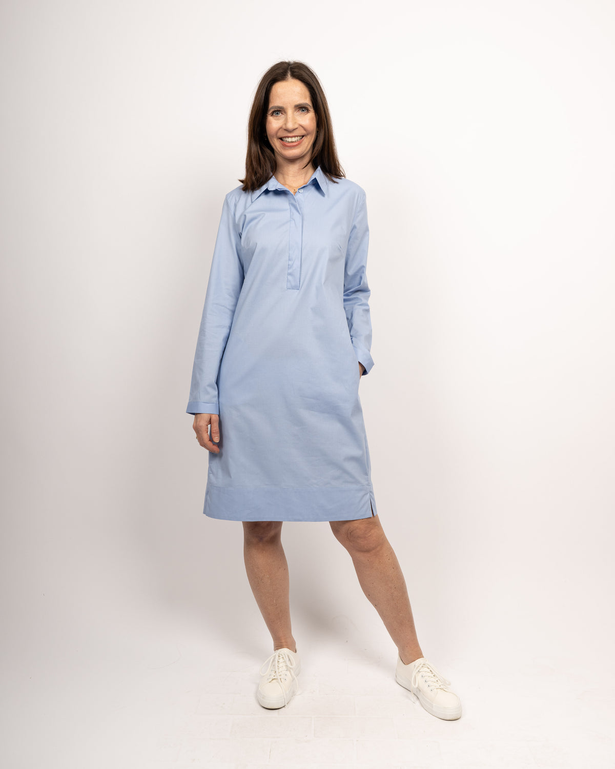 Blouse robe ZOÉ manches longues en bleu (art. 1006D-Z-LA)