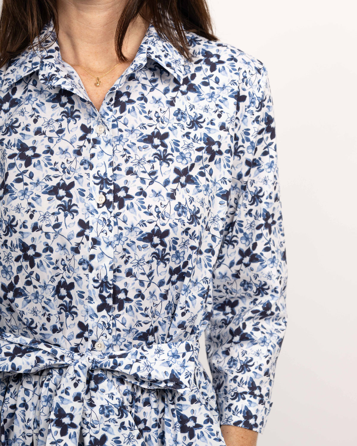 JADE summer dress with floral print in blue/white (2308D-J)