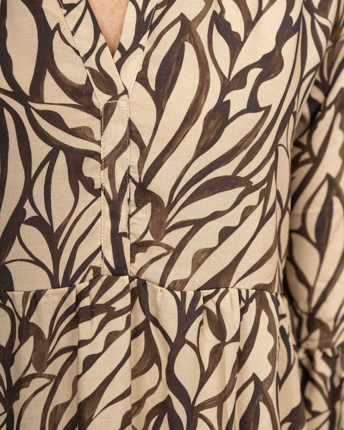 OCÉANE tunic dress with print pattern in brown/beige (2360D-O)