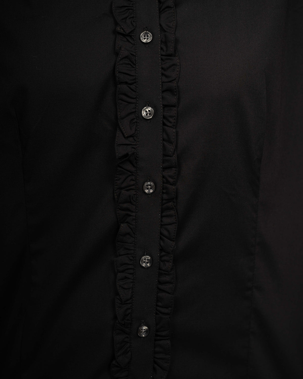 Blouse stretch SOPHIE à volants en noir (art. 1004D-S-R)