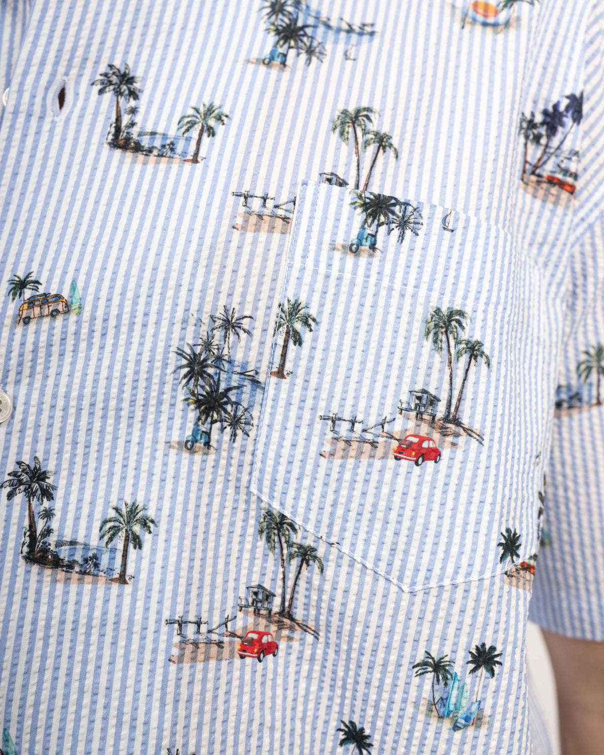 Chemise hawaïenne avec imprimé plage en bleu (art. 2547-BS)