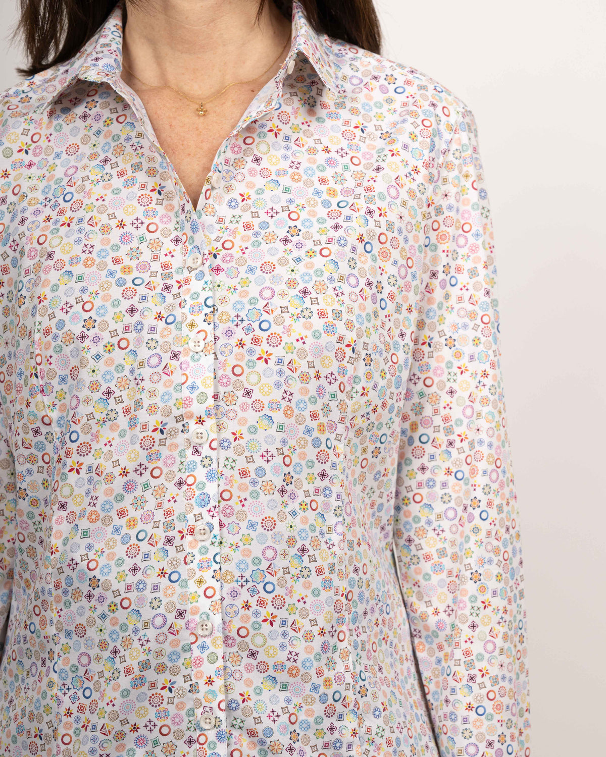 Stretch-Bluse SOPHIE mit farbigem Printmuster (2302D-S)