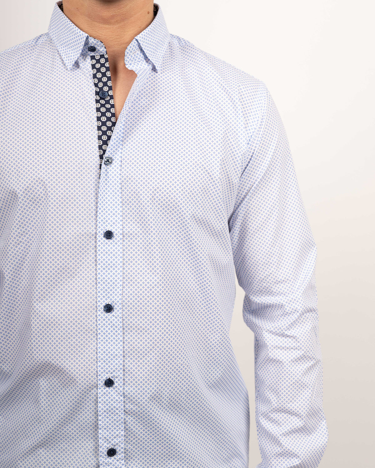 Freizeithemd mit Minimalprint Hellblau (Art. 2411-C)