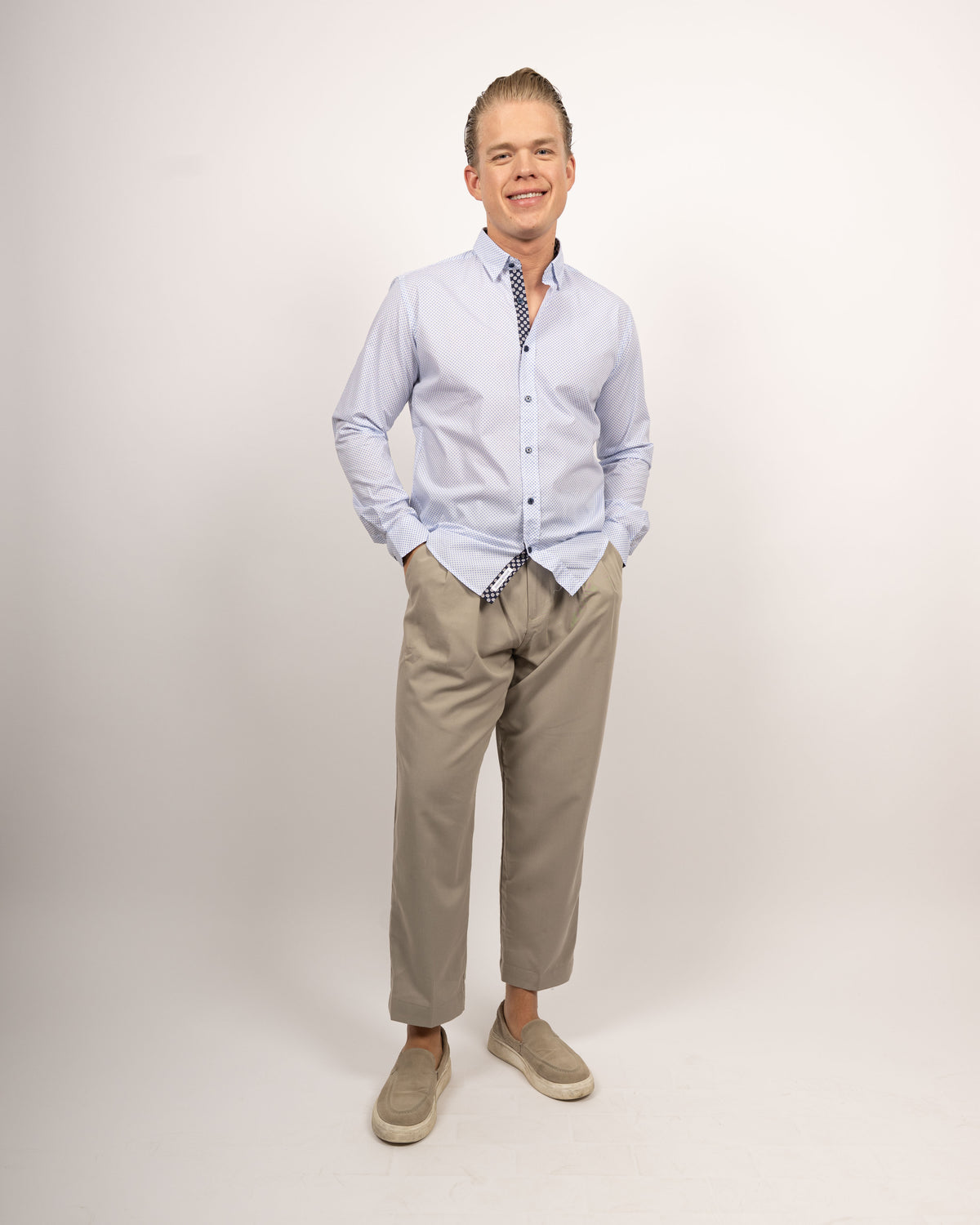 Freizeithemd mit Minimalprint Hellblau (Art. 2411-C)