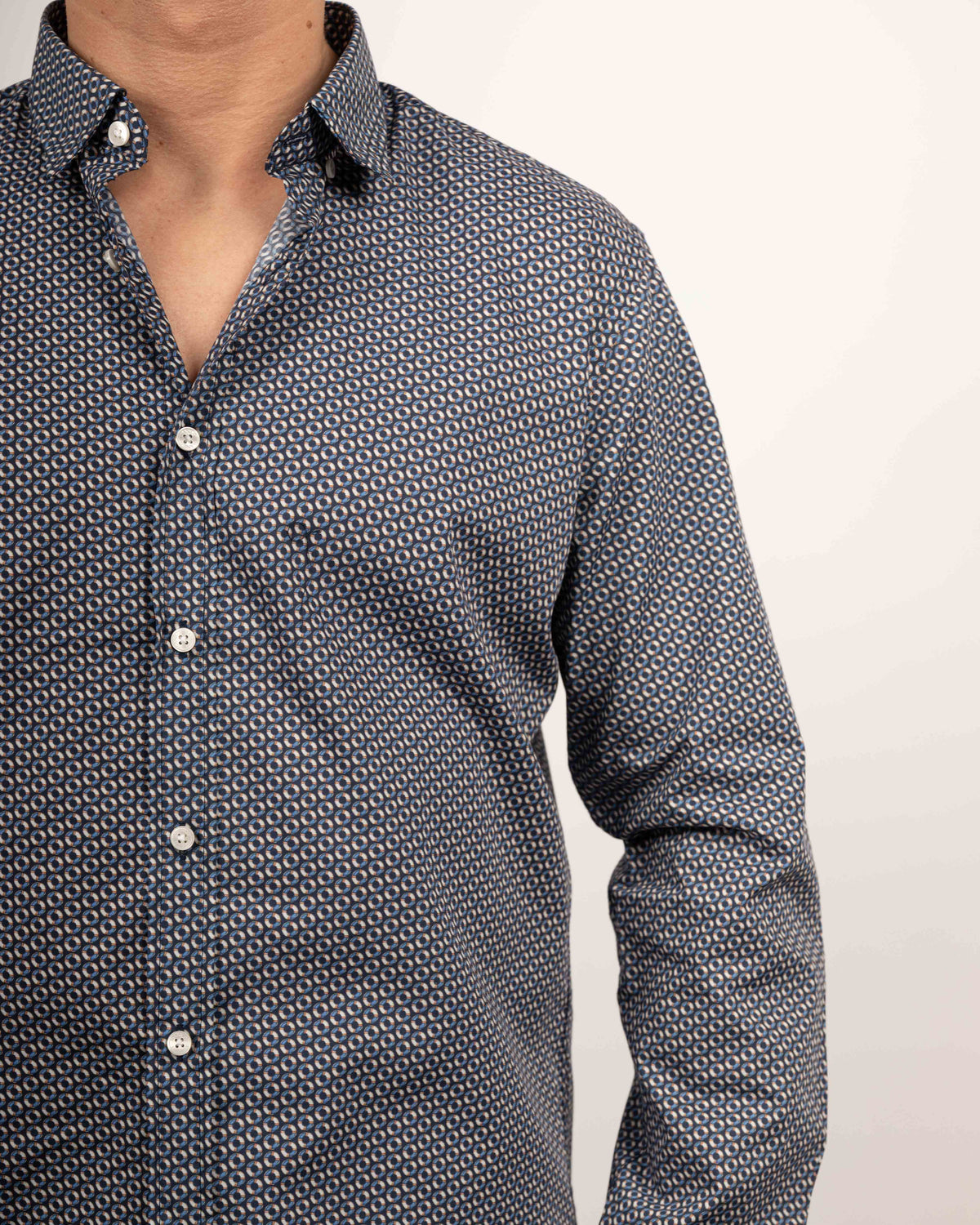 Freizeithemd mit Rettungsringe-Print in Blau (Art. 2534-C)