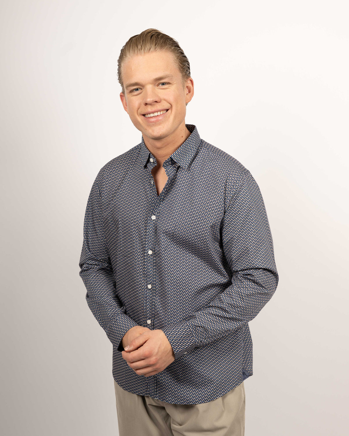 Freizeithemd mit Rettungsringe-Print in Blau (Art. 2534-C)