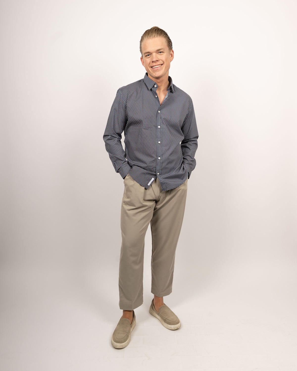 Freizeithemd mit Rettungsringe-Print in Blau (Art. 2534-C)