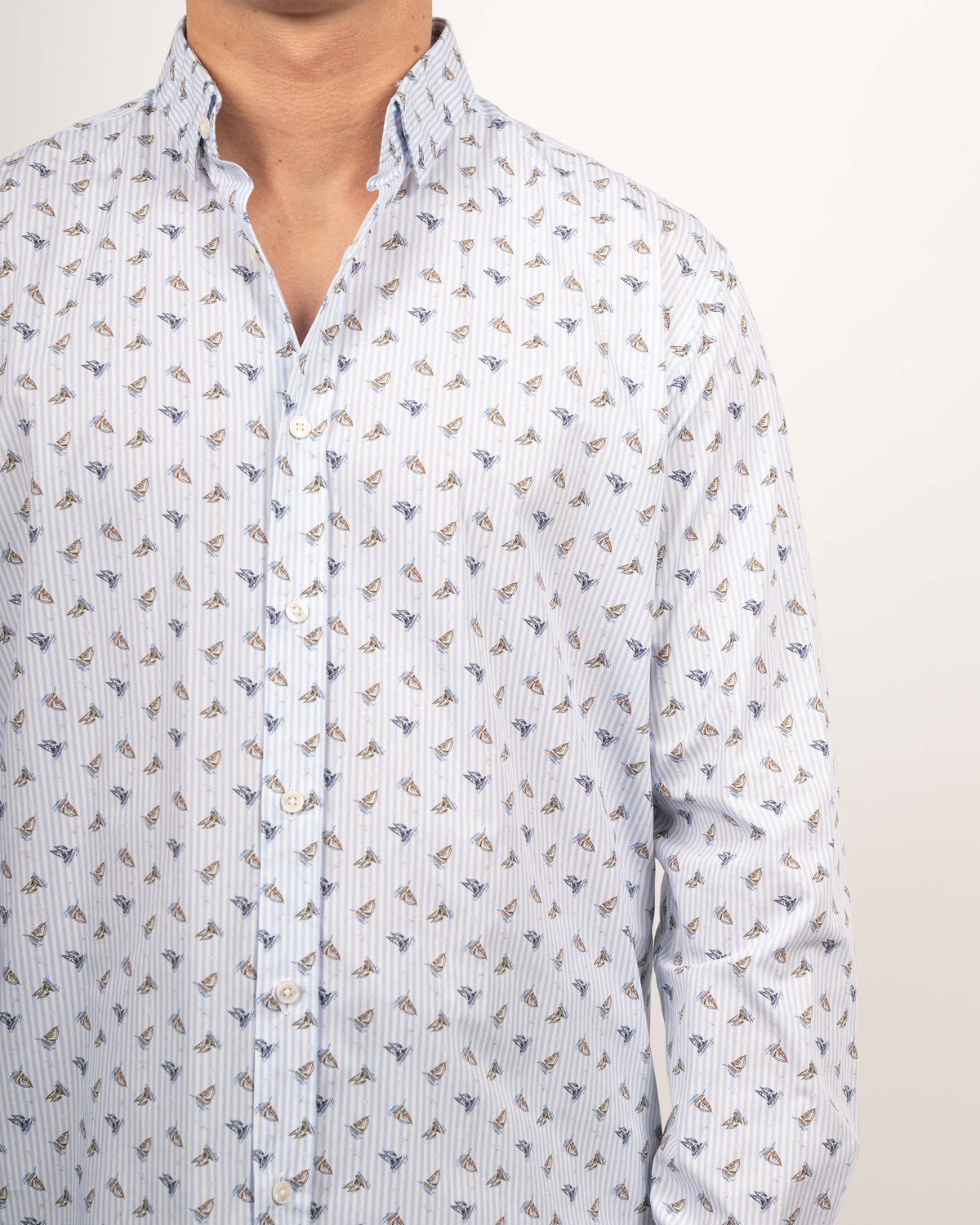 Chemise de loisirs à manches longues avec imprimé voilier (2836-C)