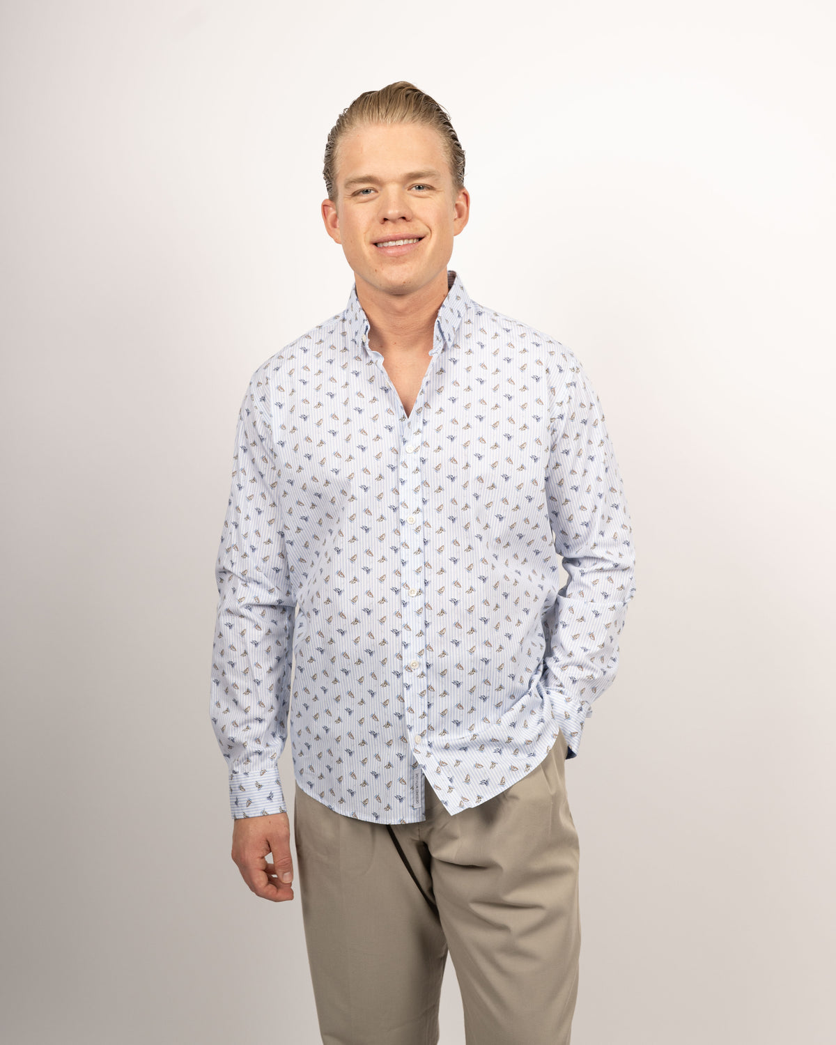 Chemise de loisirs à manches longues avec imprimé voilier (2836-C)