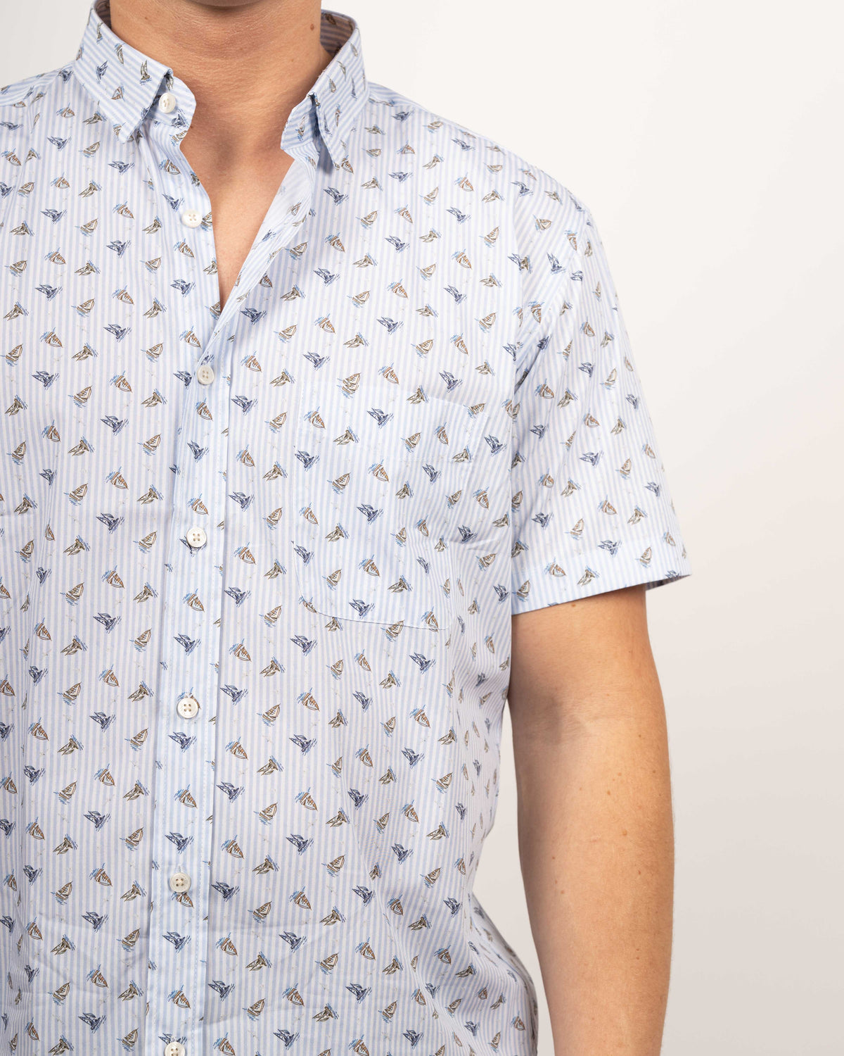 Chemise de loisirs à manches courtes avec imprimé voilier (2836-C-KA)