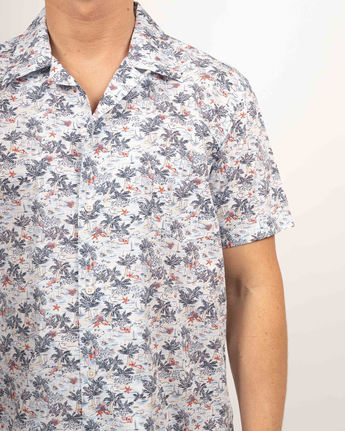 Hawaiian shirt with summery print pattern (2837-BS)