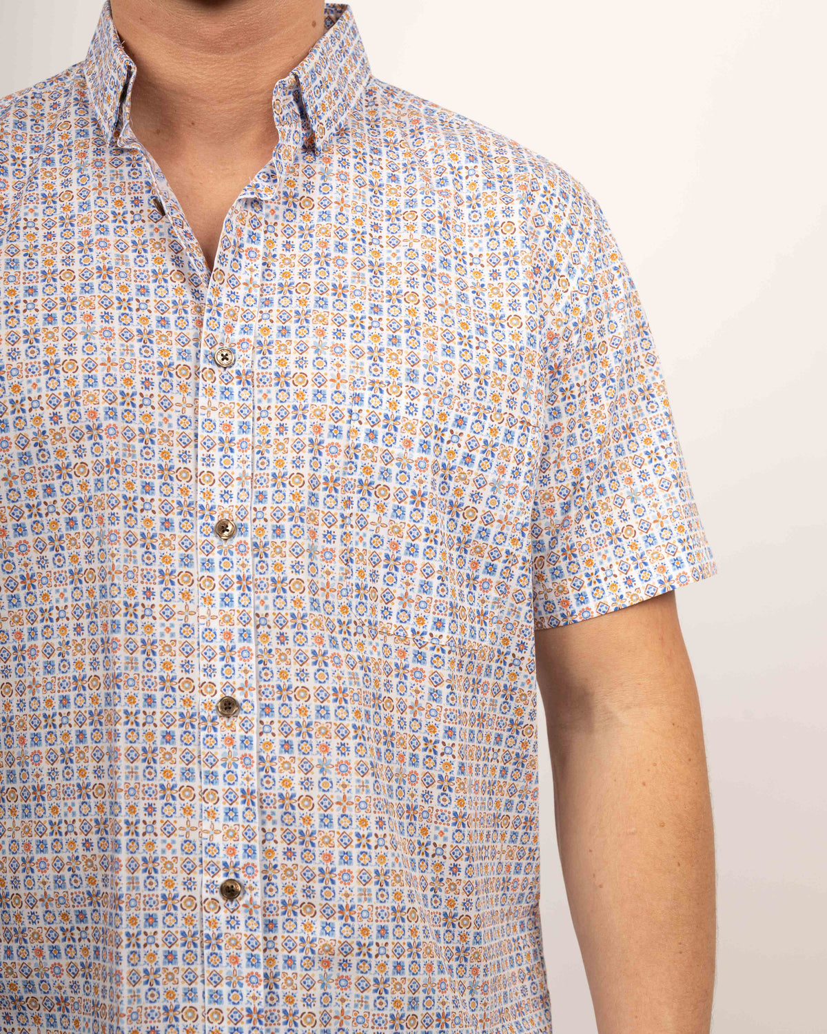 Chemise de loisirs à manches courtes avec imprimé oriental (2815-C-KA)