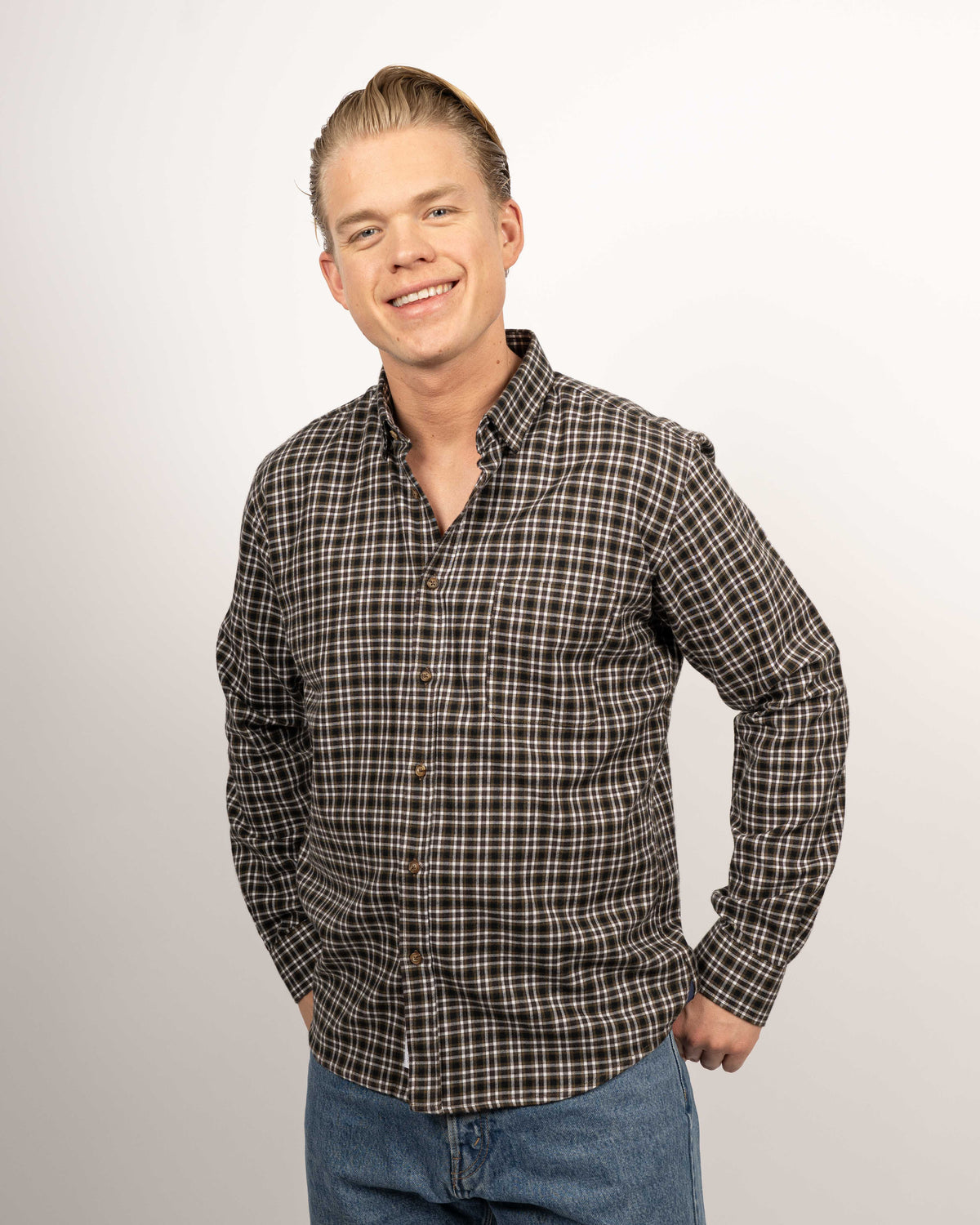 Flannel shirt with check pattern brown (Art. 2754-C)