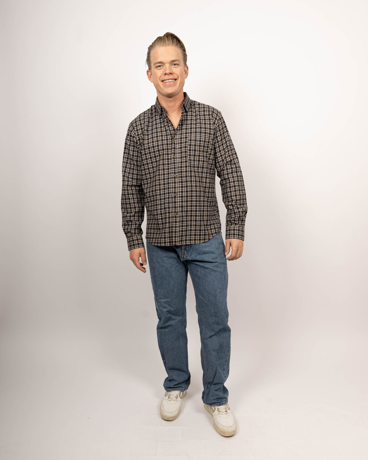 Flannel shirt with check pattern brown (Art. 2754-C)