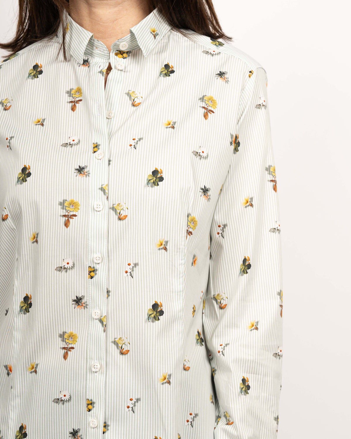 Stretch-Bluse SOPHIE mit Blumenprint in Grün (Art. 2116D-S)