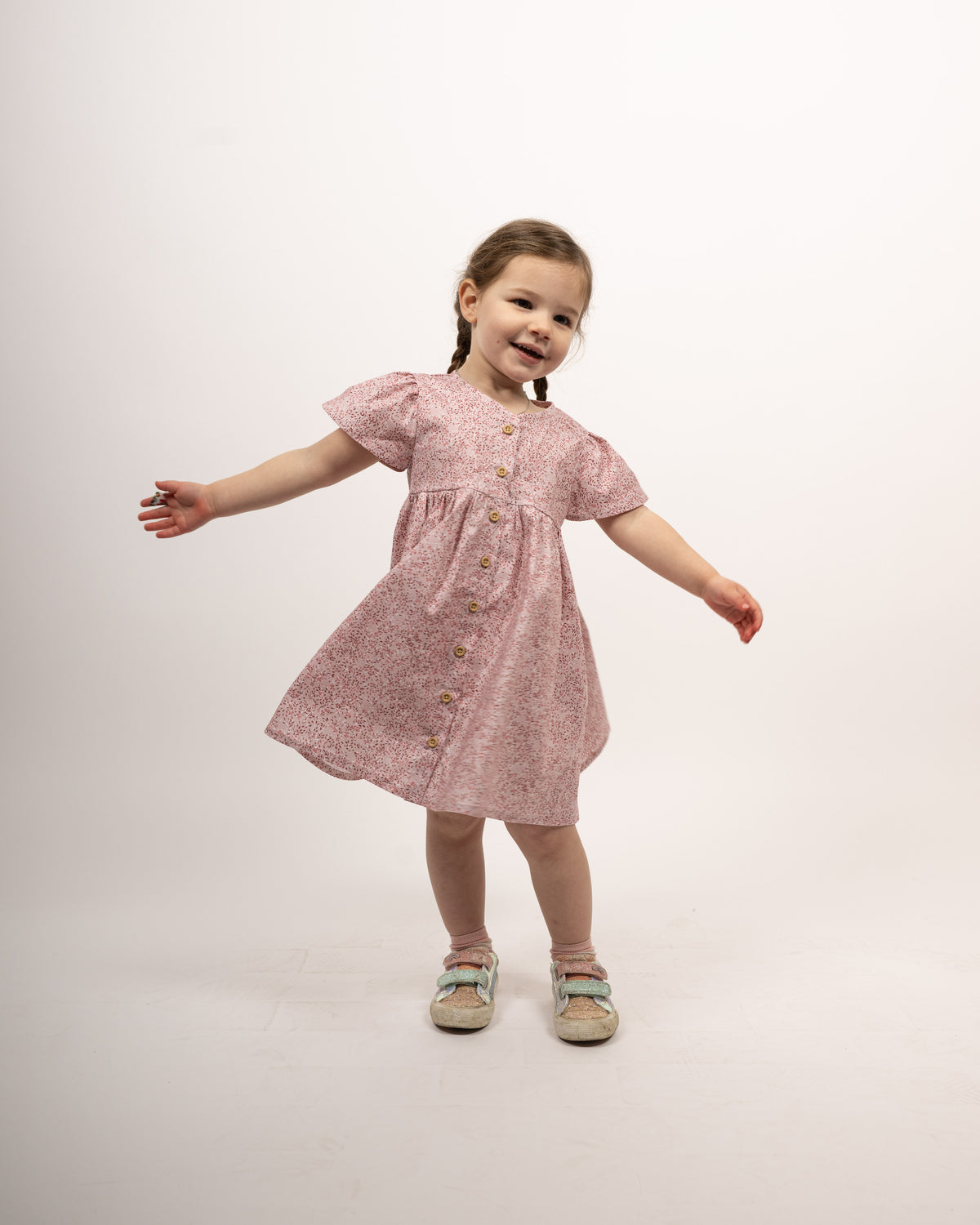 Robe rose pour enfants LAHELA avec imprimé floral (2317K-L)