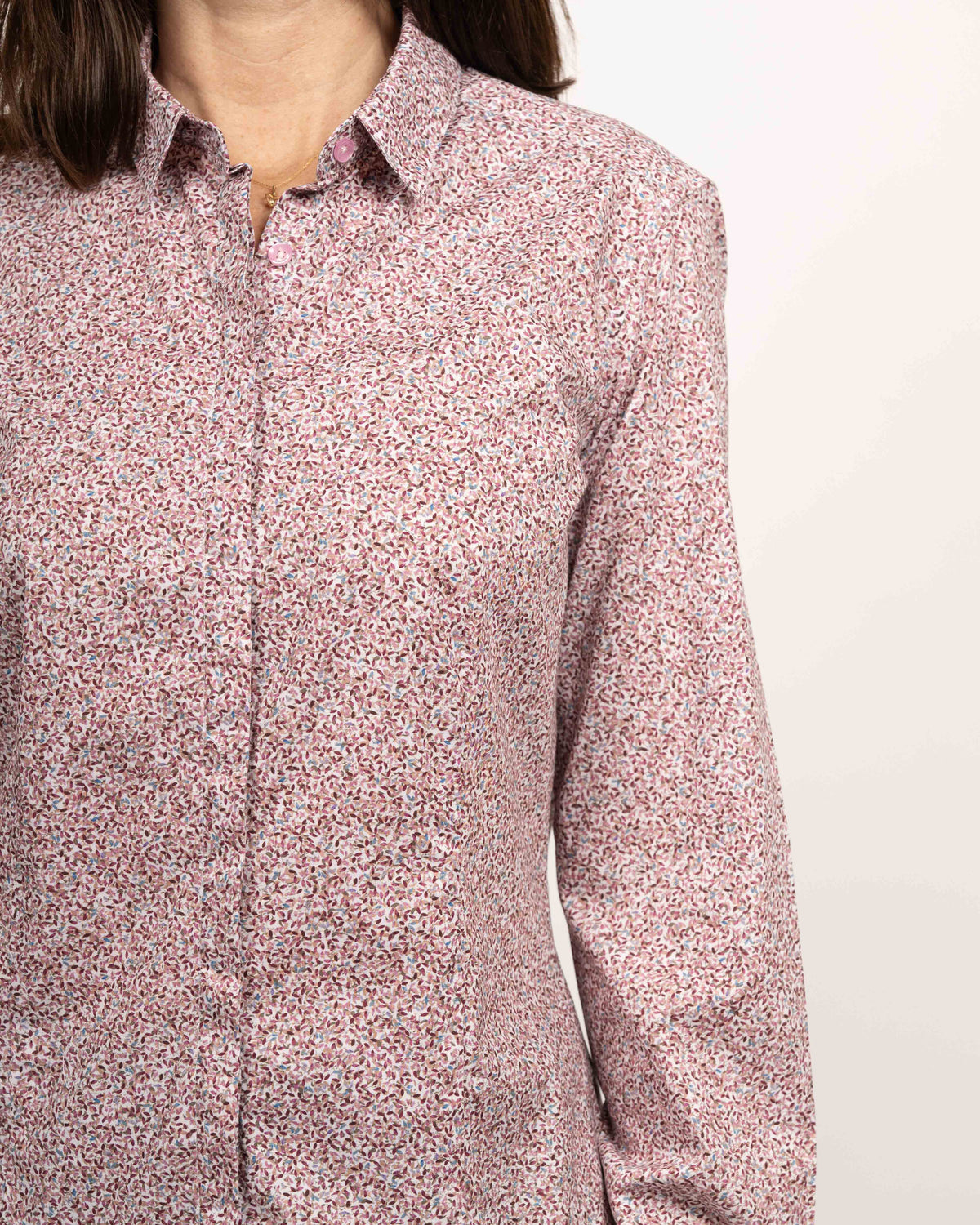 Stretch-Bluse ÉLODIE mit Blumenprint in Rosa (Art. 2201D-E-K)