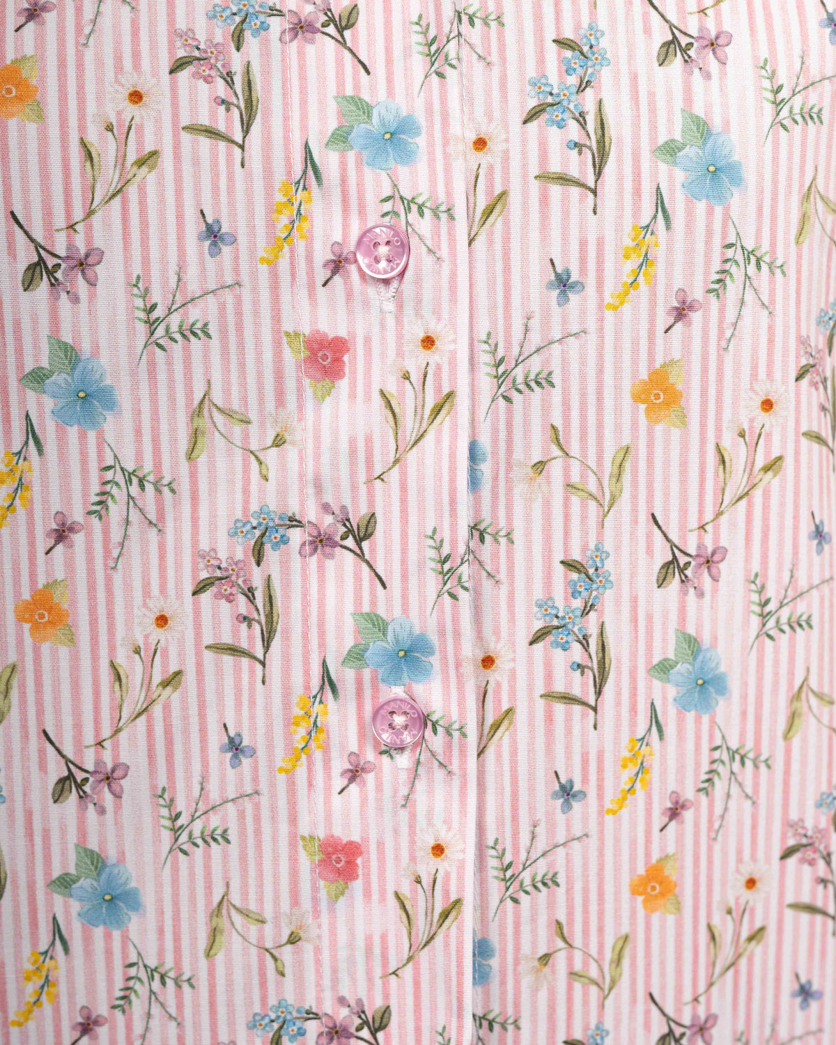 Boxy Bluse GABRIELLE mit buntem Blumen-Print und Rosa-Streifen (2303D-G)