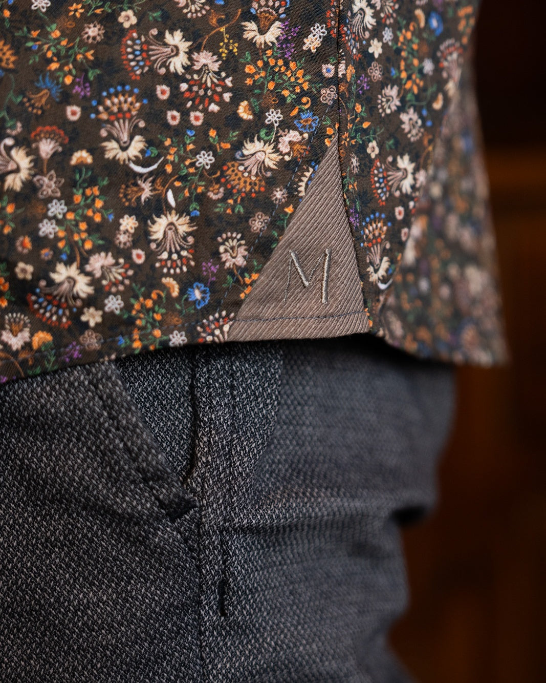 Freizeithemd mit Blumenprint Braun (Art. 2302-C)