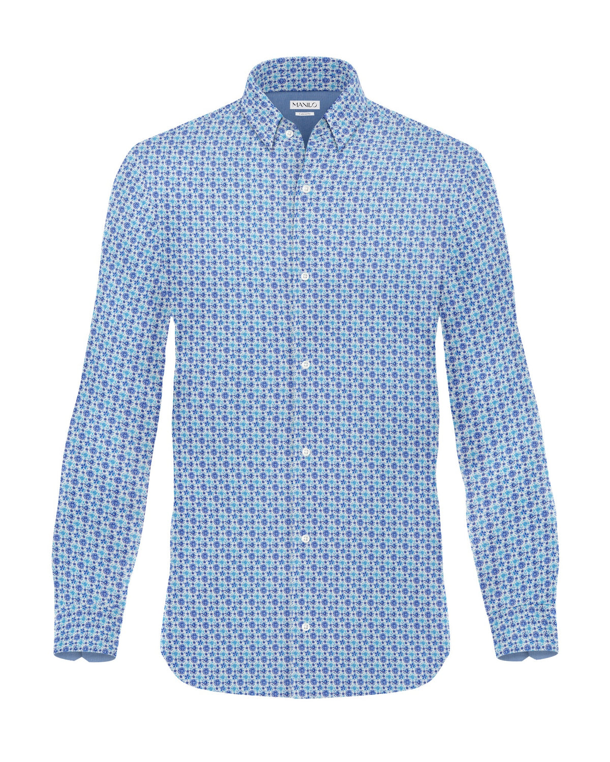 Freizeithemd mit Blumenmuster in Blau (Art. 2214-C)