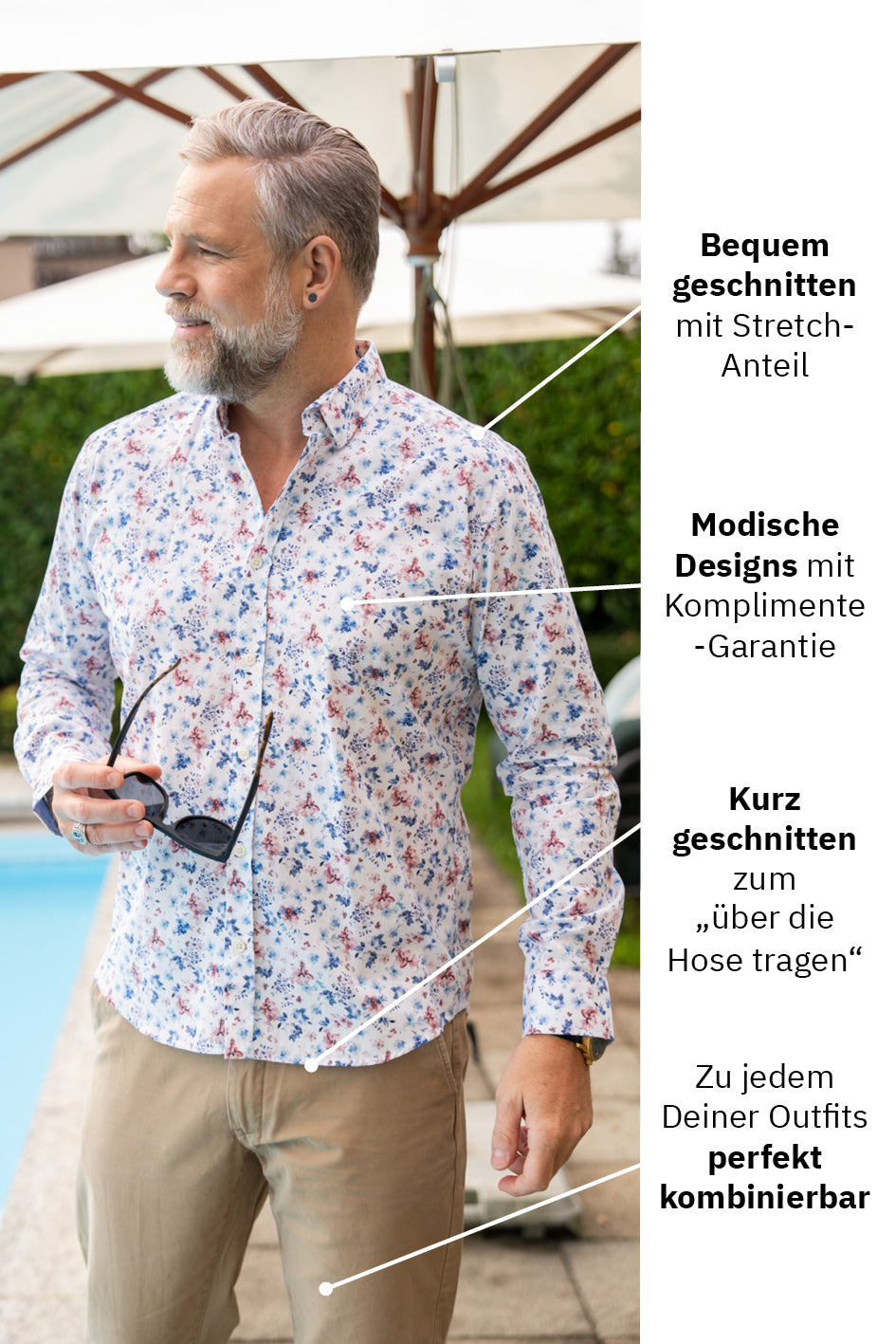 Freizeithemd mit Blumenprint in Rosa (Art. 2503-C)
