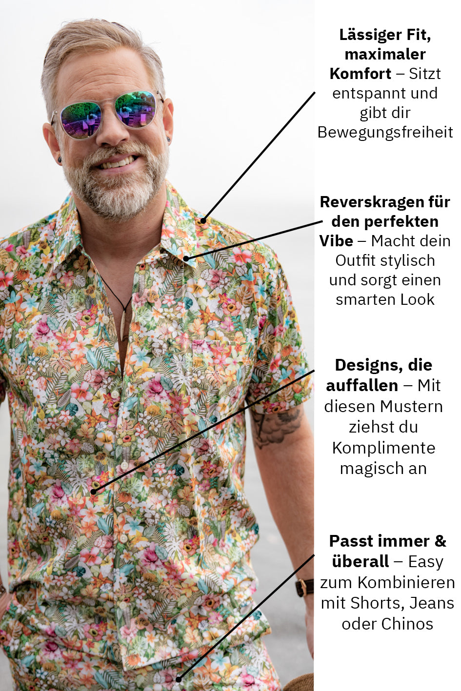 Chemise hawaïenne avec imprimé floral coloré (art. 2544-BS)