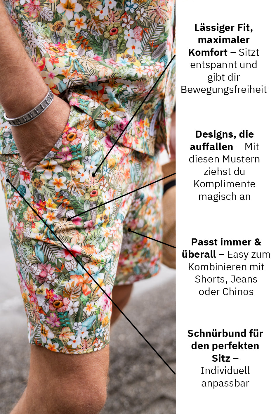 Hawaii-Shorts mit farbigem Blumenprint (Art. 2624-SH)